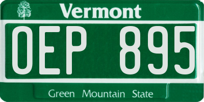 VT license plate OEP895
