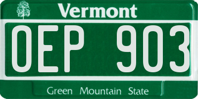 VT license plate OEP903