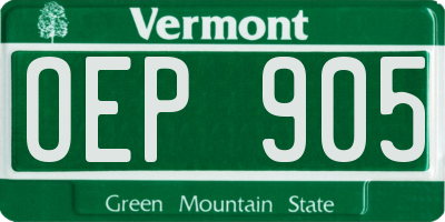 VT license plate OEP905