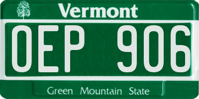 VT license plate OEP906