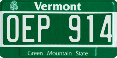 VT license plate OEP914