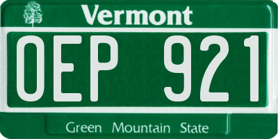 VT license plate OEP921