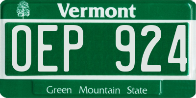 VT license plate OEP924