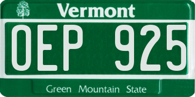 VT license plate OEP925