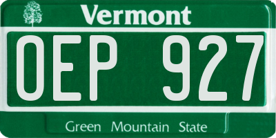 VT license plate OEP927