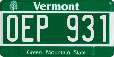 VT license plate OEP931