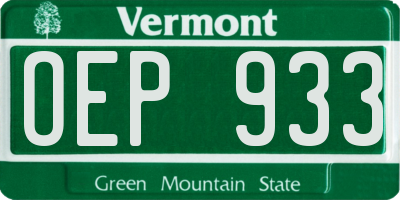 VT license plate OEP933