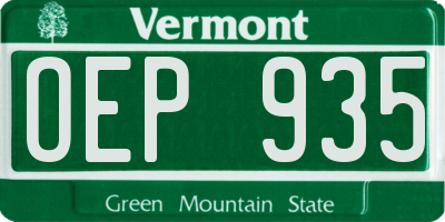 VT license plate OEP935