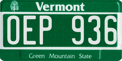 VT license plate OEP936