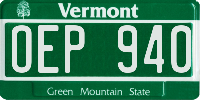 VT license plate OEP940