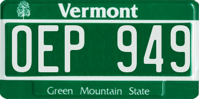 VT license plate OEP949