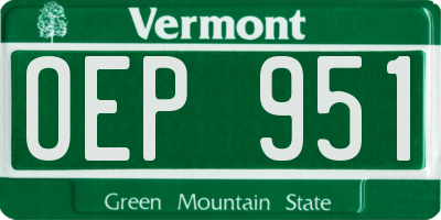 VT license plate OEP951