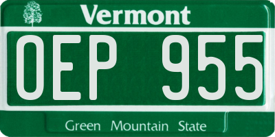 VT license plate OEP955