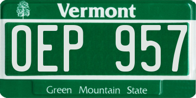 VT license plate OEP957