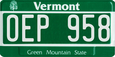 VT license plate OEP958