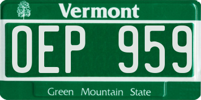 VT license plate OEP959
