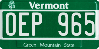 VT license plate OEP965
