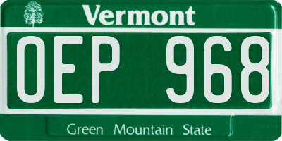 VT license plate OEP968