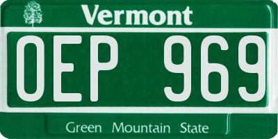 VT license plate OEP969