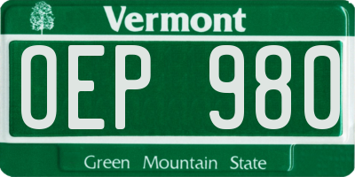 VT license plate OEP980