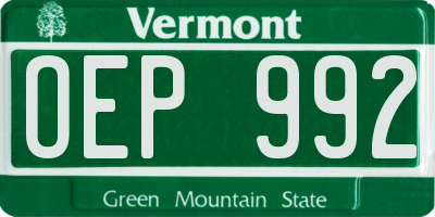 VT license plate OEP992