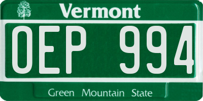 VT license plate OEP994