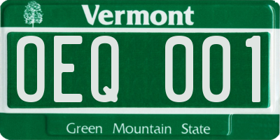 VT license plate OEQ001