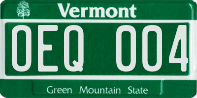 VT license plate OEQ004