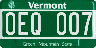 VT license plate OEQ007