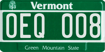 VT license plate OEQ008
