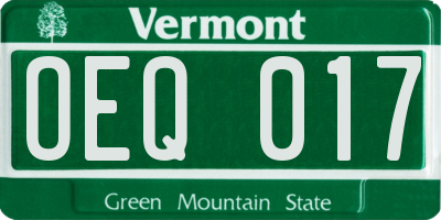 VT license plate OEQ017