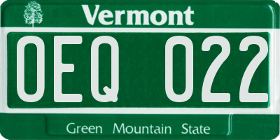 VT license plate OEQ022