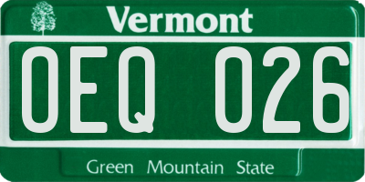VT license plate OEQ026