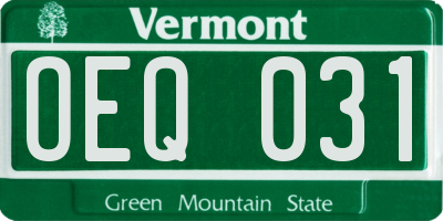 VT license plate OEQ031