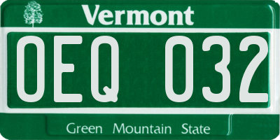 VT license plate OEQ032