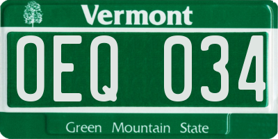 VT license plate OEQ034