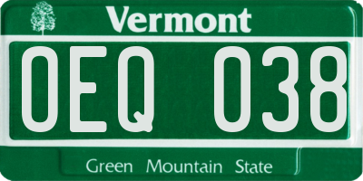 VT license plate OEQ038