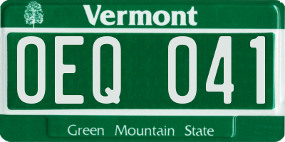 VT license plate OEQ041