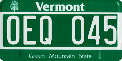 VT license plate OEQ045
