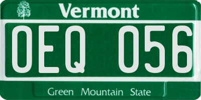 VT license plate OEQ056