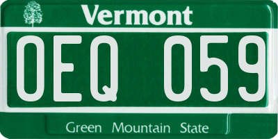 VT license plate OEQ059