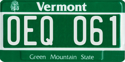 VT license plate OEQ061