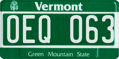VT license plate OEQ063