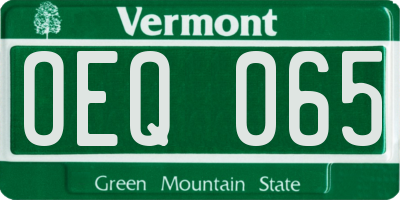 VT license plate OEQ065