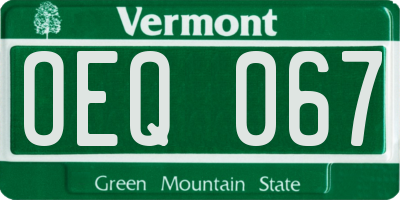 VT license plate OEQ067