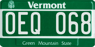 VT license plate OEQ068