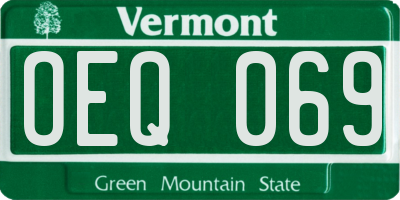 VT license plate OEQ069