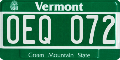 VT license plate OEQ072
