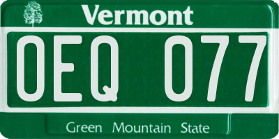 VT license plate OEQ077