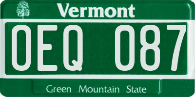 VT license plate OEQ087